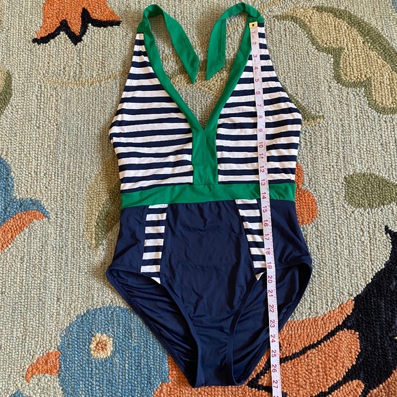 Anne Cole Signature I 2014 I Colorblock Stripe Maillot Halter Tie I Kelly Green - Picture 6 of 16